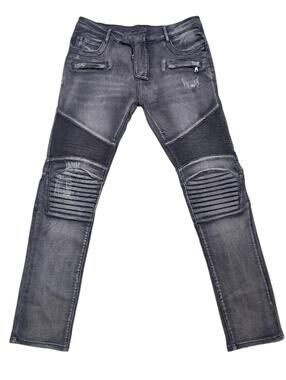 Balmain Paris Biker Moto Distressed Jean Gray FW14